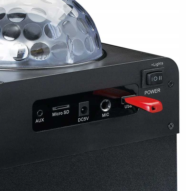 Belaidė „Bluetooth“ karaokės kolonėlė su mikrofonu ir disco kamuoliu