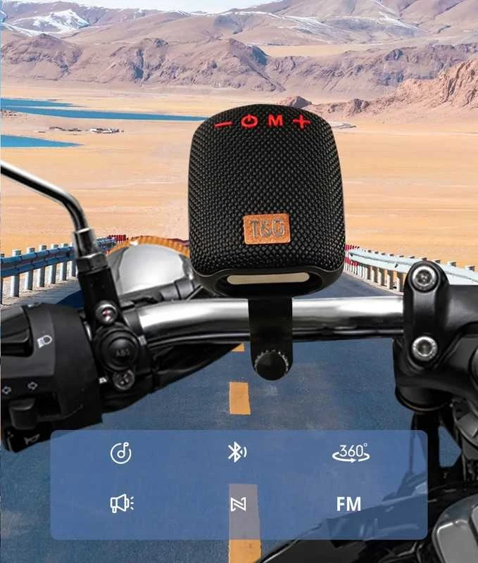 Belaidė „Bluetooth“ kolonėlė su laikikliu dviračiui, paspirtukui ar vežimėliui ir FM radiju
