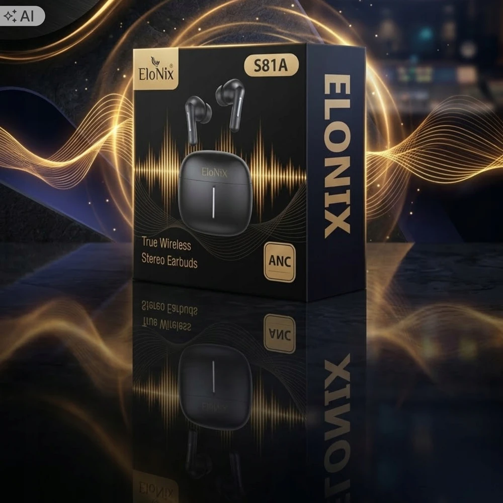 Belaidės ausinės Elonix, juodos