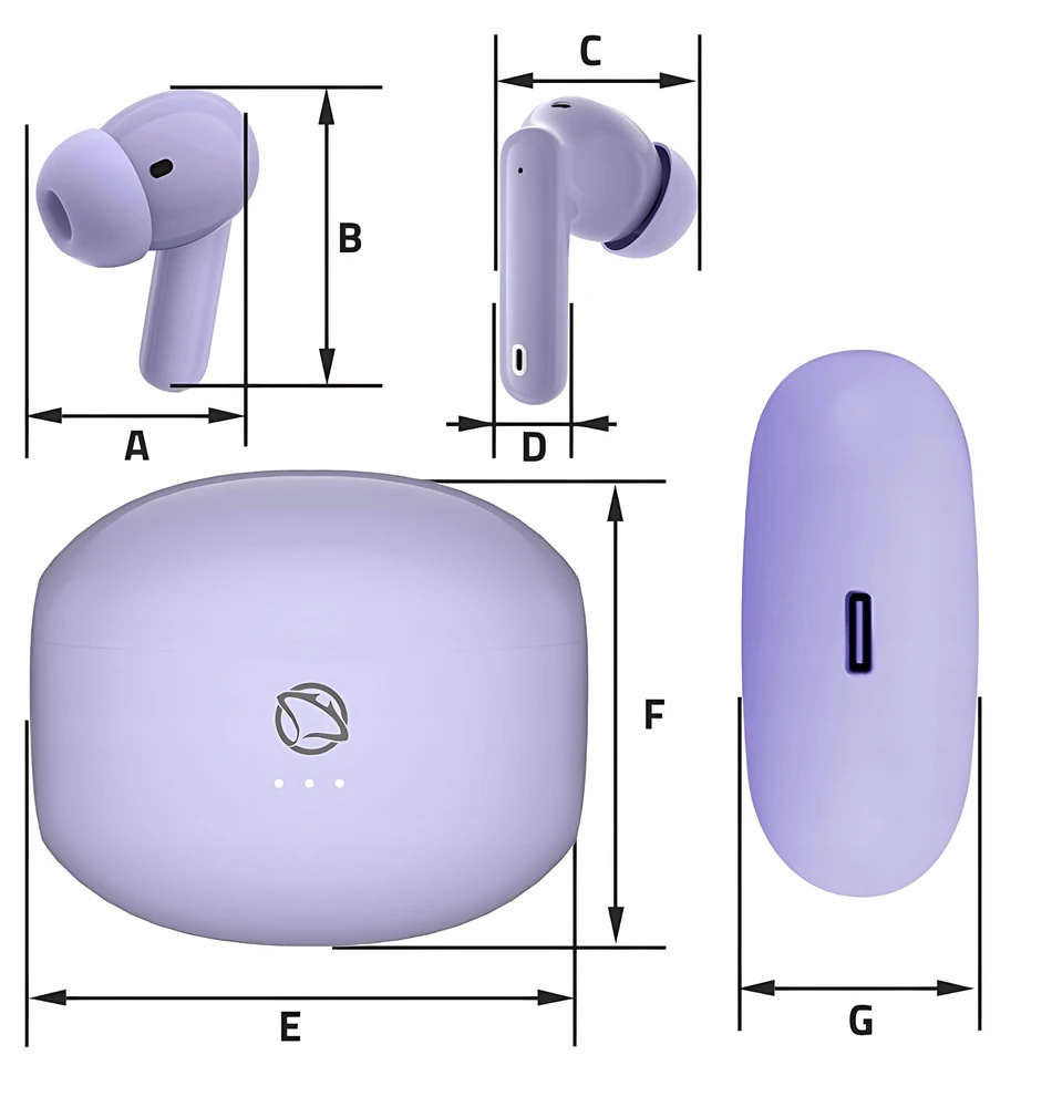 Belaidės ausinės Manta, violetinės