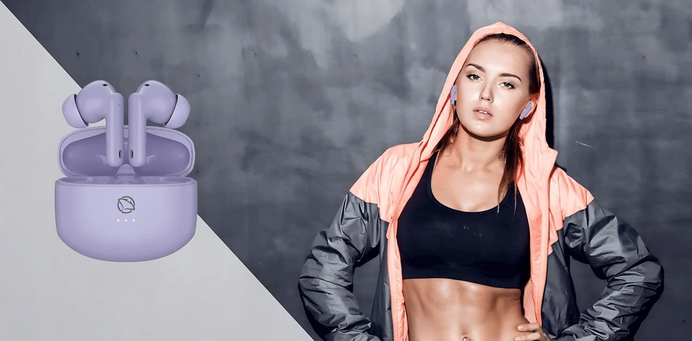 Belaidės ausinės Manta, violetinės