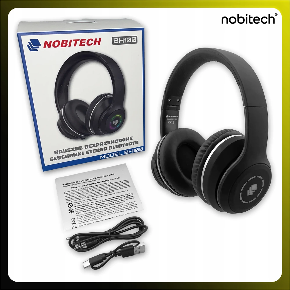 Belaidės ausinės Nobitech, juodos