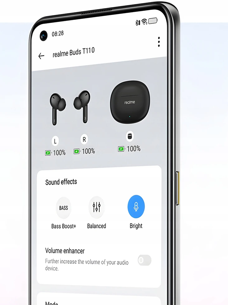 Belaidės ausinės Realme Buds T110, juodos