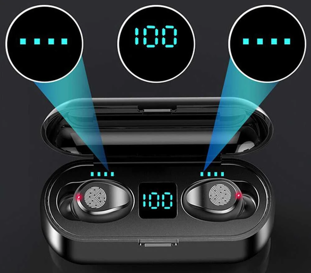 Belaidės Bluetooth 5.1 ausinės su „Powerbank“ įkrovimo dėklu
