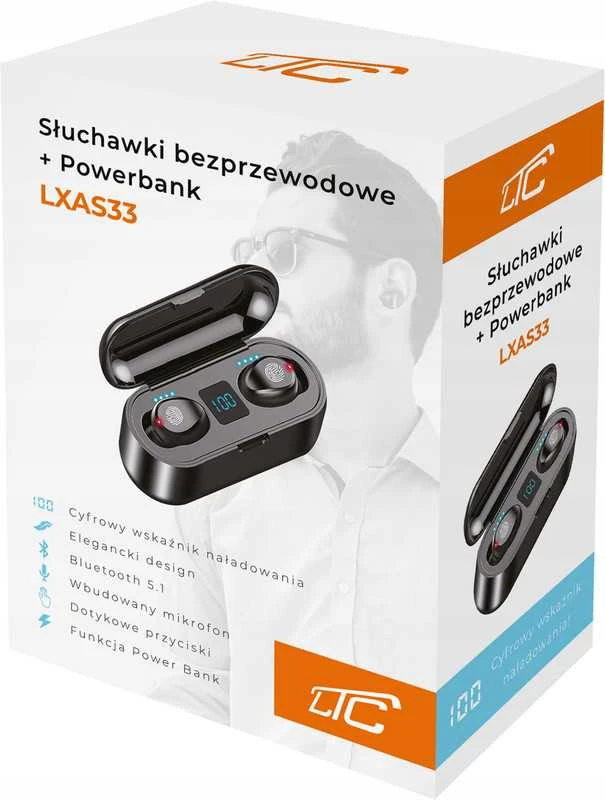 Belaidės Bluetooth 5.1 ausinės su „Powerbank“ įkrovimo dėklu