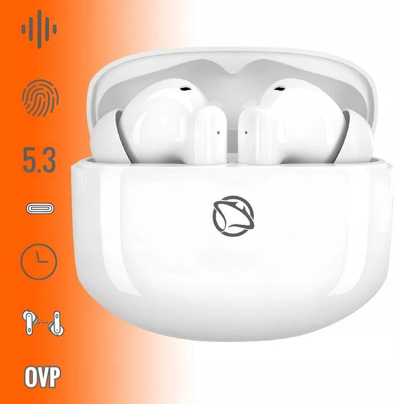 Belaidės Bluetooth ausinės Manta RYTMO MTWS008W (Baltas)