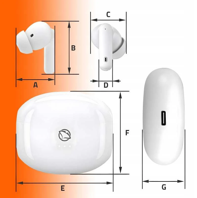 Belaidės Bluetooth ausinės Manta RYTMO MTWS008W (Baltas)