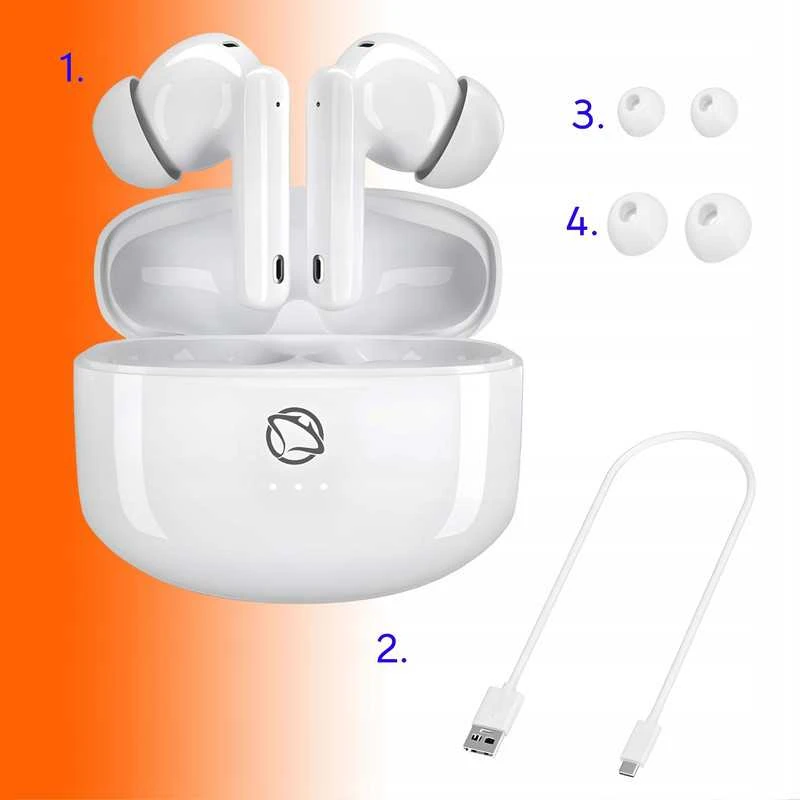 Belaidės Bluetooth ausinės Manta RYTMO MTWS008W (Baltas)