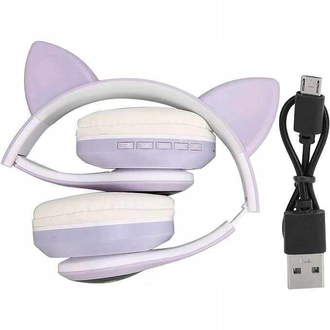 Belaidės Bluetooth ausinės vaikams JST-28 su RGB katės ausimis