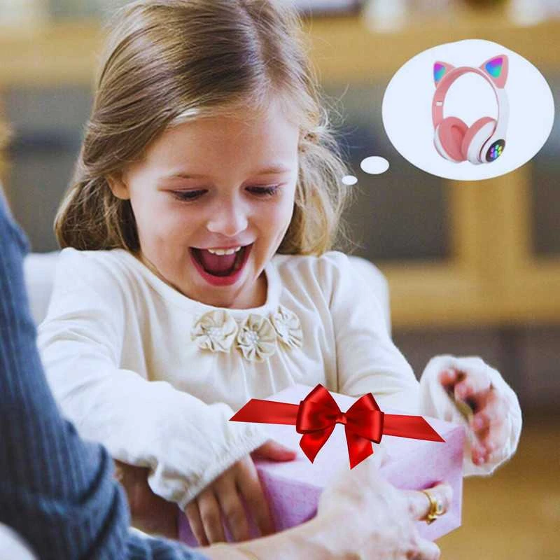Belaidės Bluetooth on-ear ausinės vaikams su katės ausimis