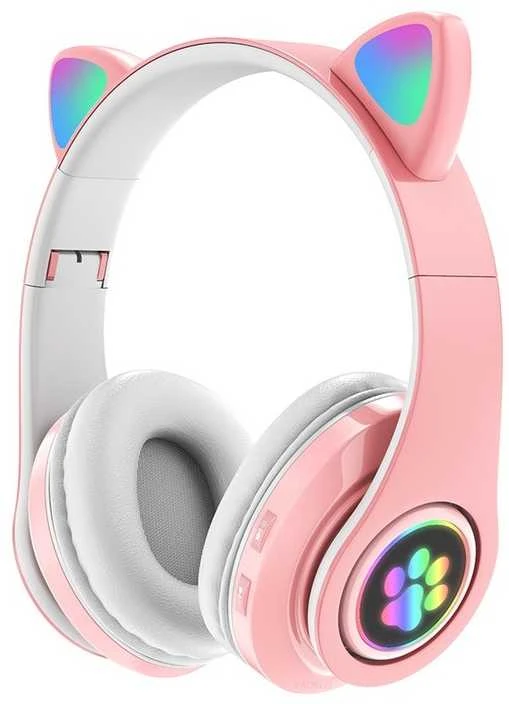 Belaidės Bluetooth on-ear ausinės vaikams su katės ausimis