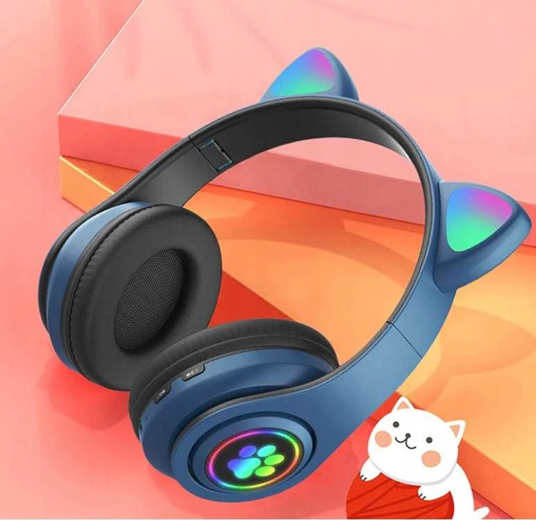 Belaidės Bluetooth on-ear ausinės vaikams su katės ausimis