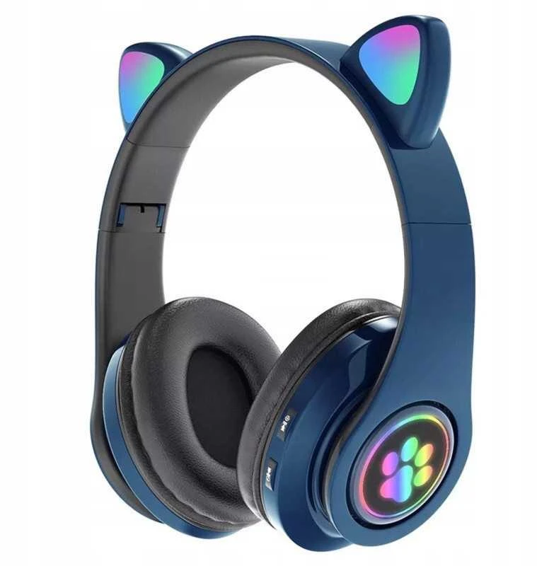Belaidės Bluetooth on-ear ausinės vaikams su katės ausimis