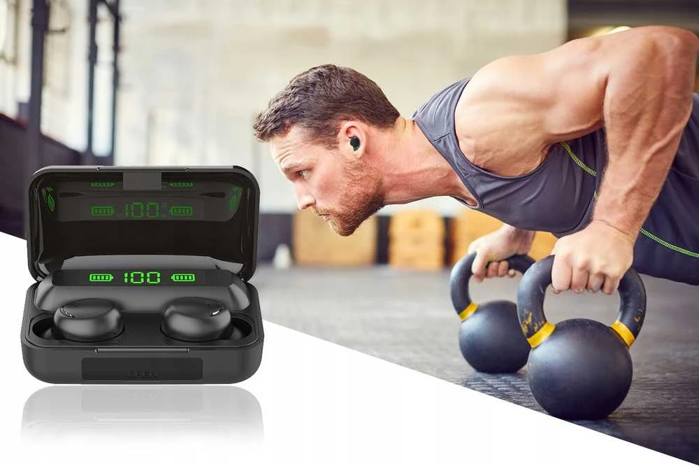 Belaidės LTC ausinės su Bluetooth, mikrofonu ir „Powerbank“ įkrovimu