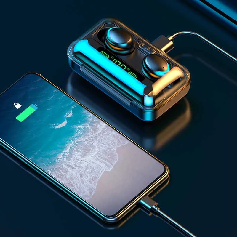 Belaidės LTC ausinės su Bluetooth, mikrofonu ir „Powerbank“ įkrovimu