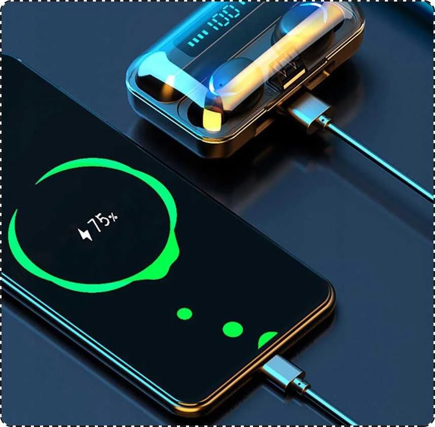 Belaidės LTC ausinės su Bluetooth, mikrofonu ir „Powerbank“ įkrovimu