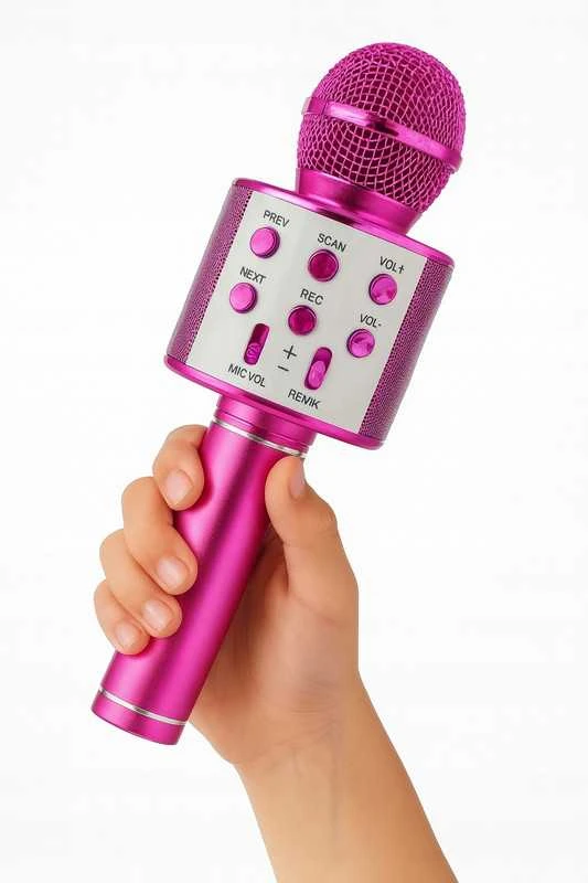 Belaidis „Bluetooth“ karaoke mikrofonas vaikams, rožinis