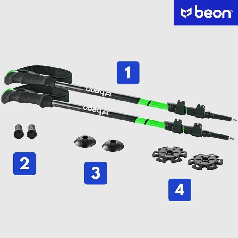 BEON teleskopinės trekking ir Nordic Walking lazdos – reguliuojamos kalnams