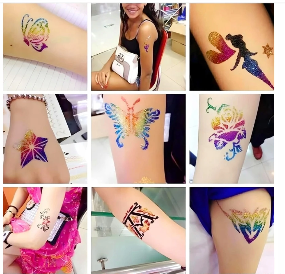 Blizgių tatuiruočių kūrimo rinkinys, 120 šablonų