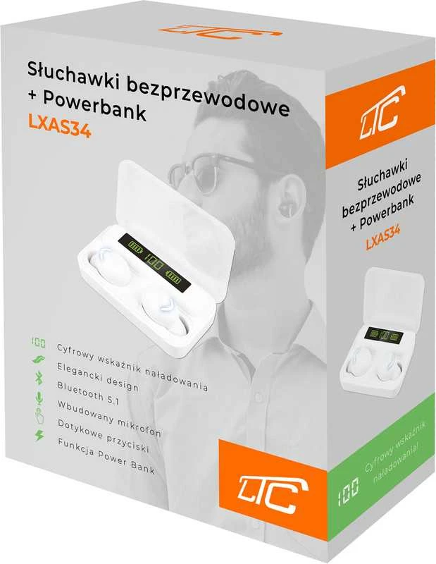 Bluetooth 5.1 belaidės ausinės su „Powerbank“ funkcija