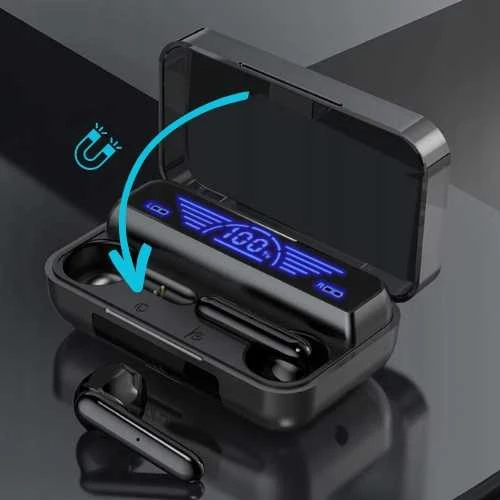 Bluetooth 5.1 belaidės „Earbuds“ ausinės su „Powerbank“ ir LED žibintuvėliu