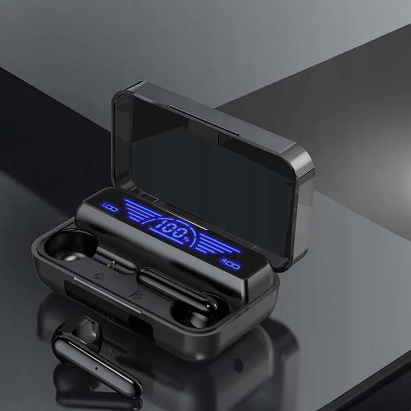 Bluetooth 5.1 belaidės „Earbuds“ ausinės su „Powerbank“ ir LED žibintuvėliu