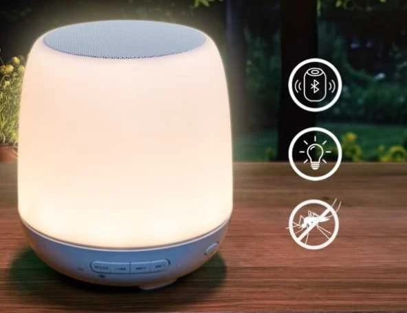 „Bluetooth“ belaidė kolonėlė–LED lempa namams ir stovyklavimui, su apsauga nuo uodų