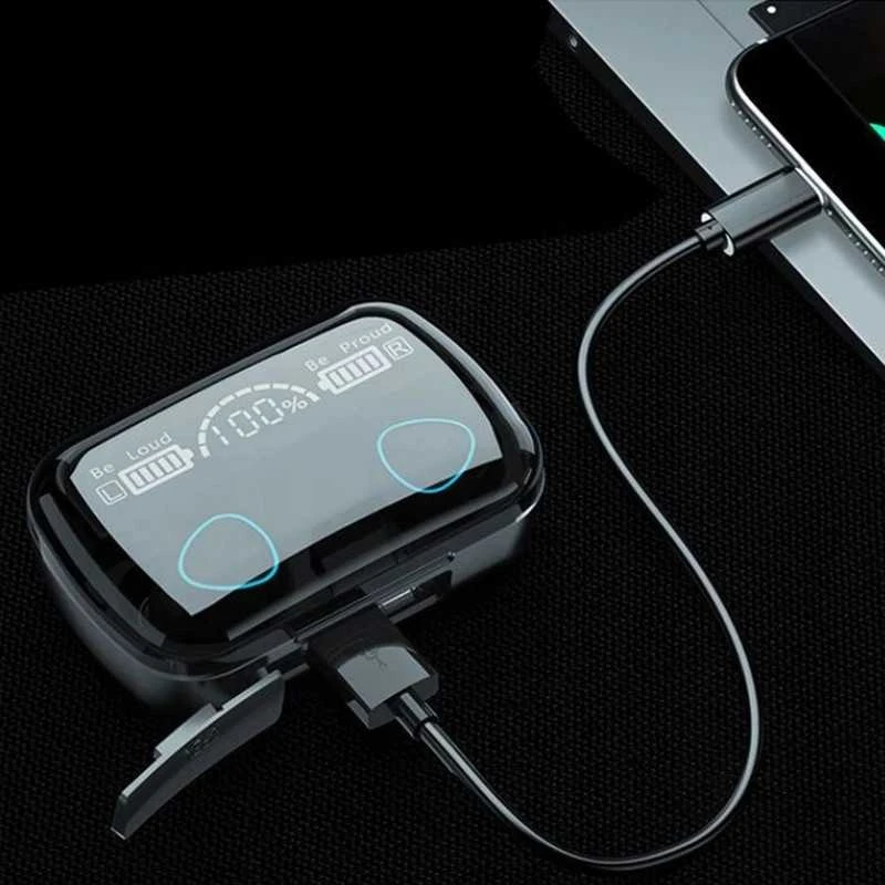 Bluetooth belaidės ausinės su „Powerbank“ įkrovimo dėklu ir Touch valdymu