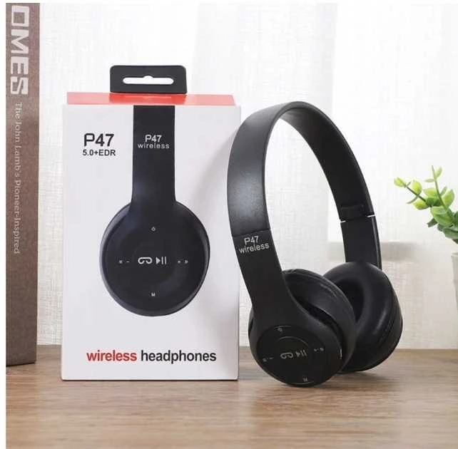 Bluetooth belaidės Ant ausų uždedamos ausinės P47 su mikrofonu ir dideliu veikimo atstumu