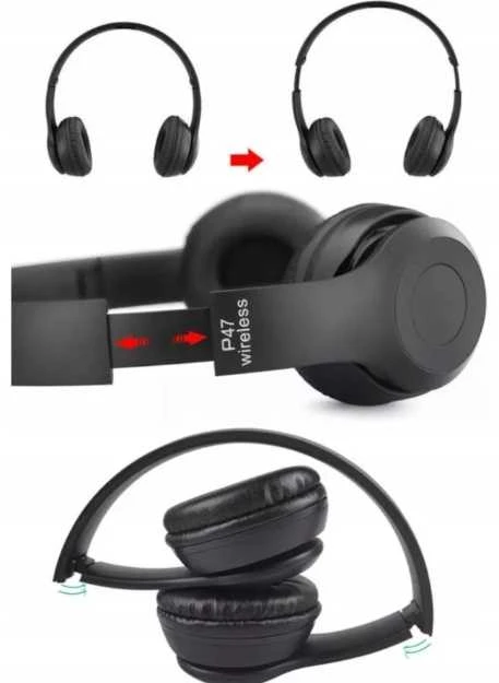 Bluetooth belaidės Ant ausų uždedamos ausinės P47 su mikrofonu ir dideliu veikimo atstumu
