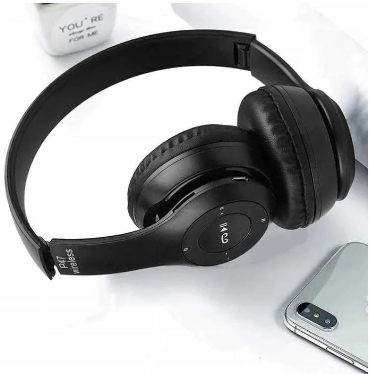 Bluetooth belaidės Ant ausų uždedamos ausinės P47 su mikrofonu ir dideliu veikimo atstumu
