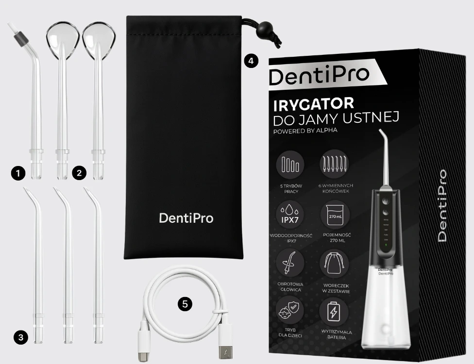 Burnos irigatorius DentiPro, 6 antgaliai