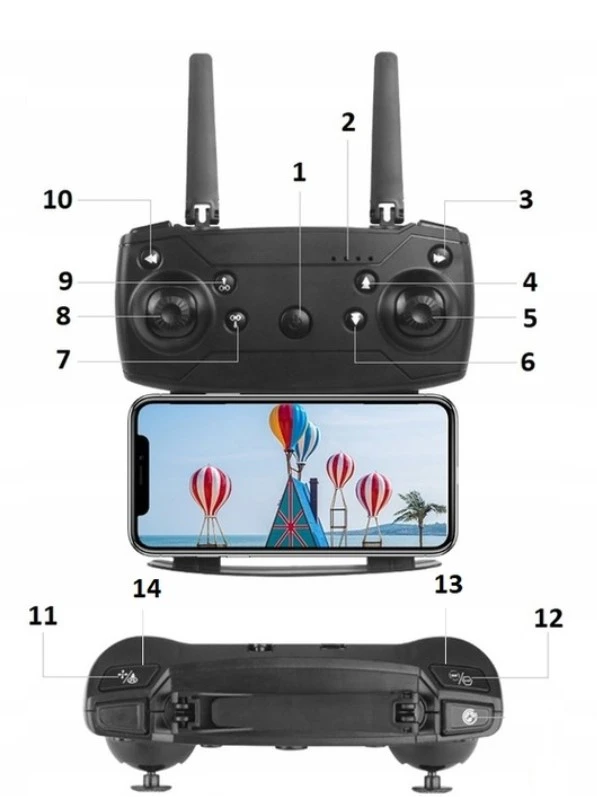 Dronas su 2 kameromis „E88 Pro“ – WiFi, valdomas pulteliu, su dėklu aprašymas - Prekės nuotrauka