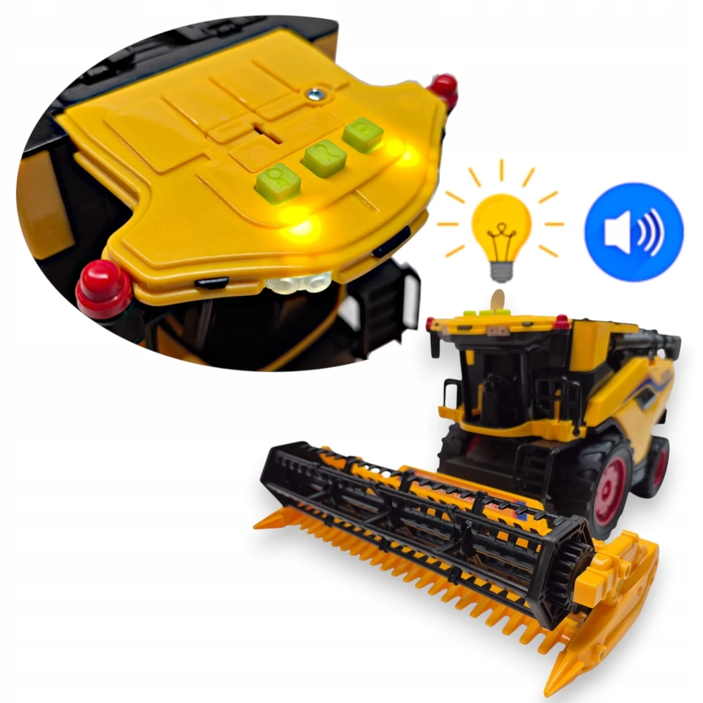 Žaislinis New Holland traktorius-kombainas – su garsais, šviesomis ir važiuojančiomis detalėmis aprašymas - Prekės nuotrauka