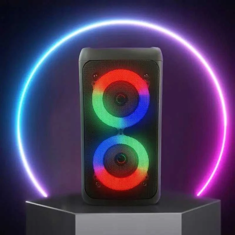 Didelė belaidė „Bluetooth“ boombox kolonėlė su karaoke funkcija