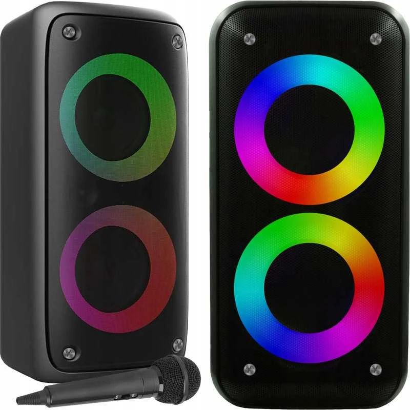 Didelė belaidė „Bluetooth“ boombox kolonėlė su karaoke funkcija