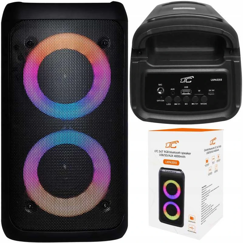 Didelė belaidė „Bluetooth“ boombox kolonėlė su karaoke funkcija