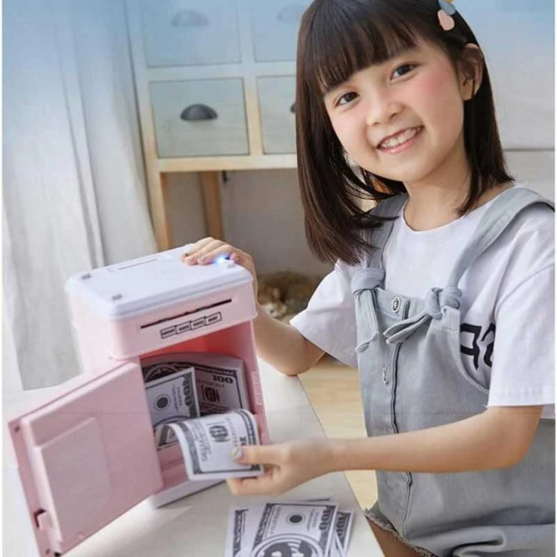 Didelė vaikiška elektroninė taupyklė–seifas ATM
