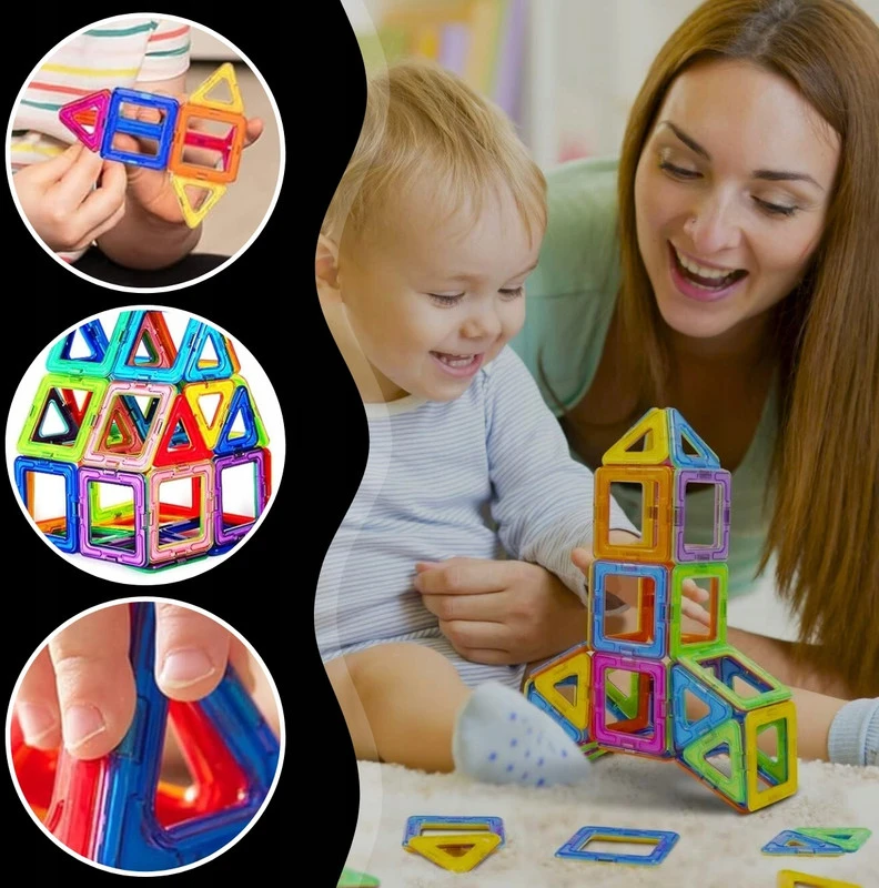 Didelis 3D magnetinių kaladėlių konstruktorius vaikams, 134 dalys