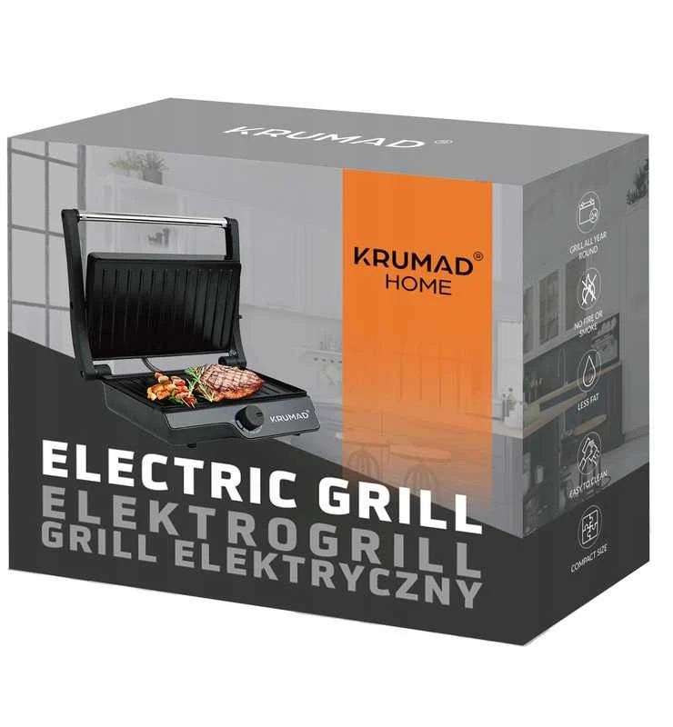 Didelis elektrinis kontaktinis grilis–sumuštinių keptuvas 2000 W, sulankstomas