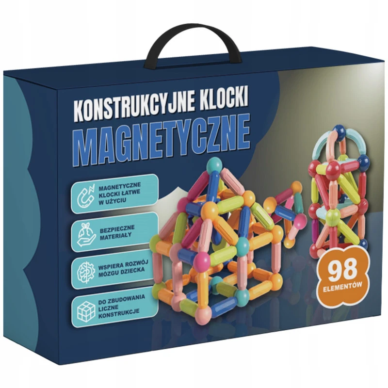 Didelis magnetinių konstravimo kaladėlių rinkinys vaikams, 98 dalys