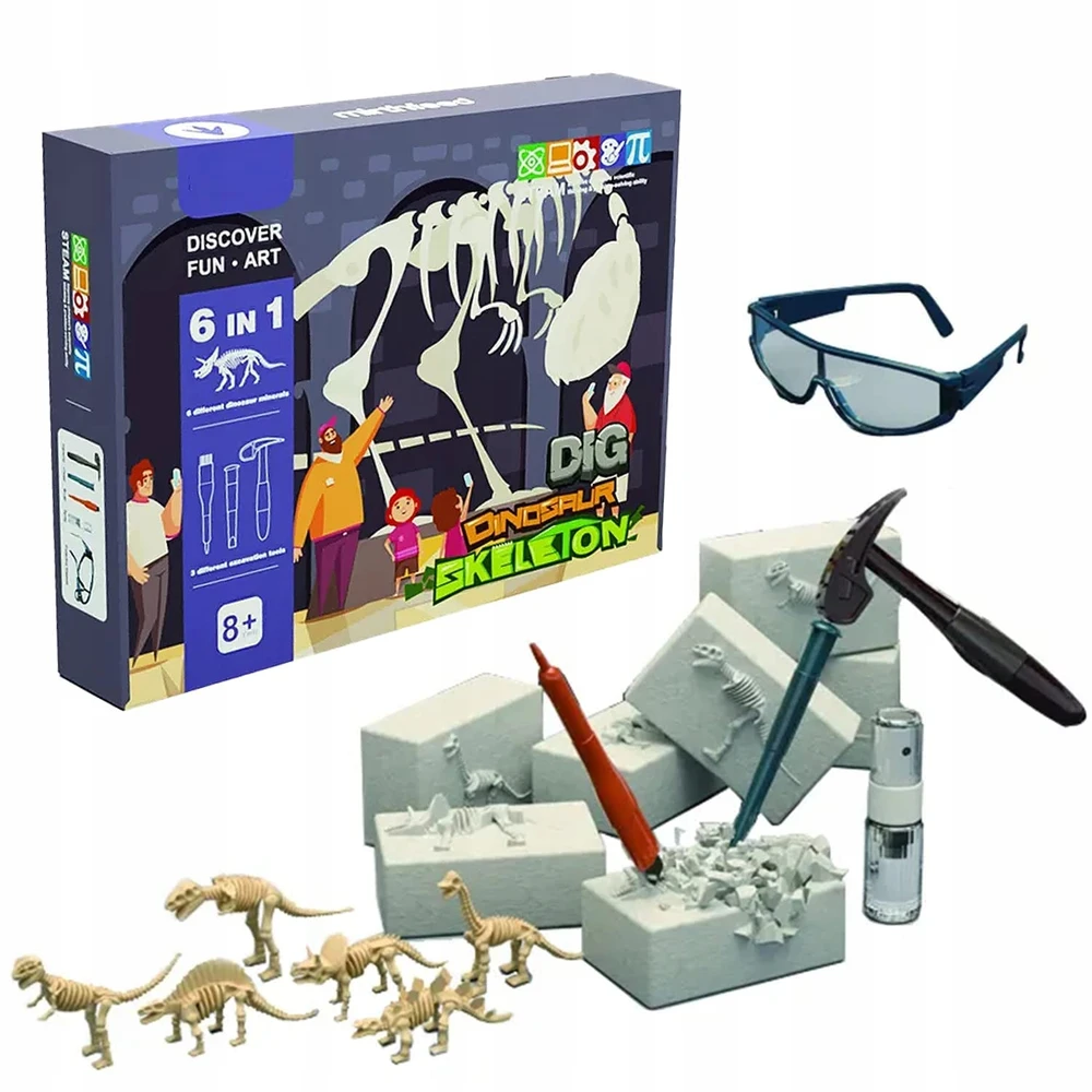 Dinozaurų fosilijų kasinėjimo rinkinys Bisky, 6 vnt.