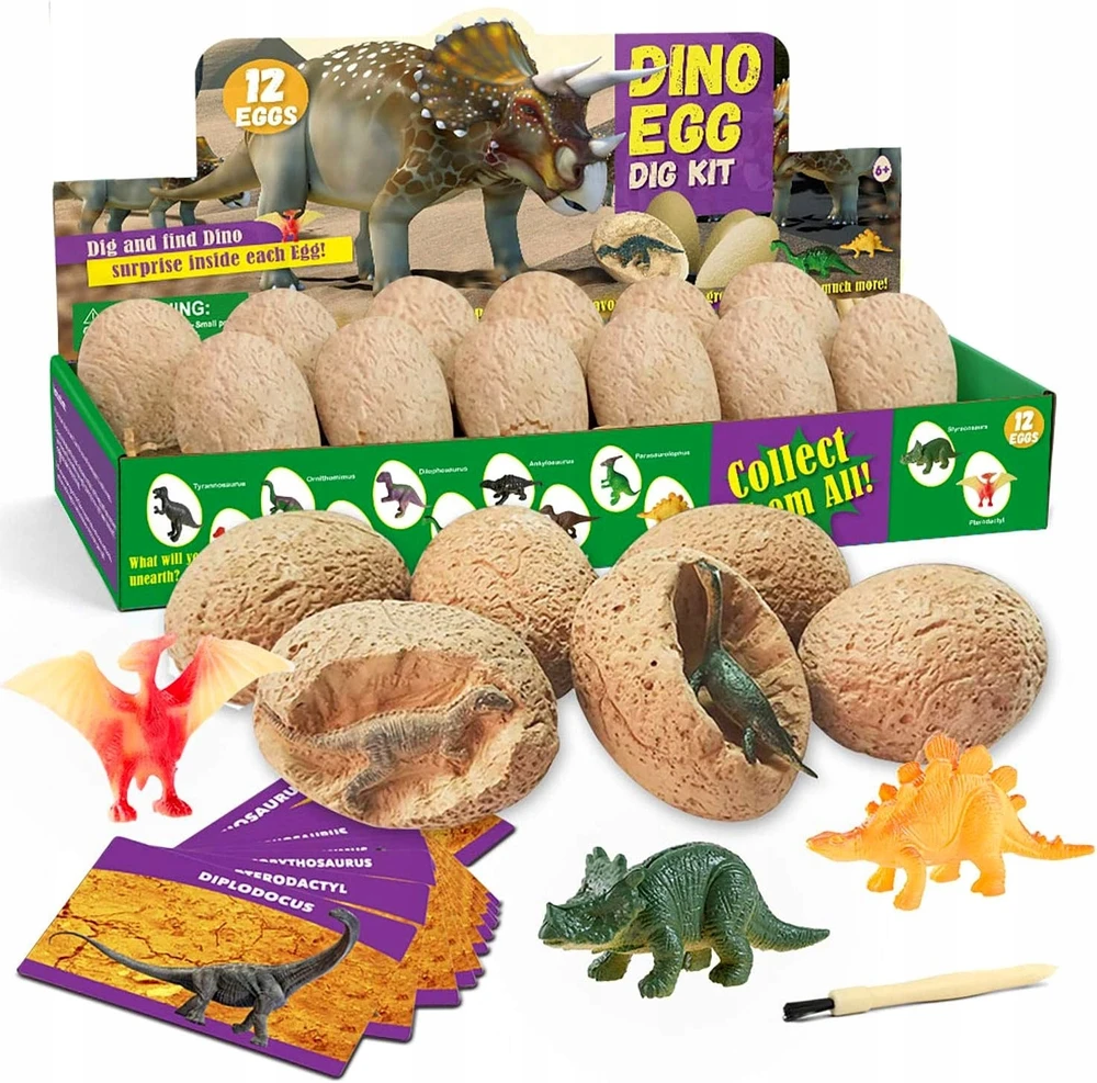 Dinozaurų kasinėjimo rinkinys QULKI, 12 kiaušinių