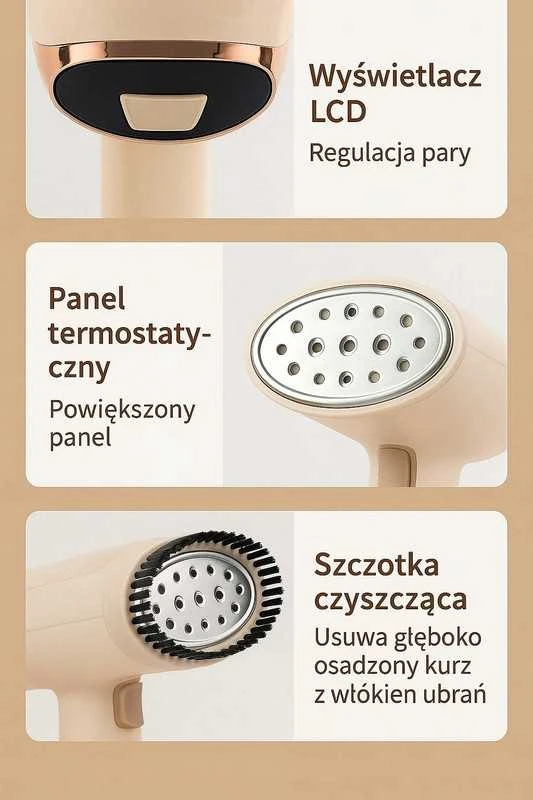 Drabužių garintuvas 1500W su 3 lygių garo reguliavimu ir šepetėliu