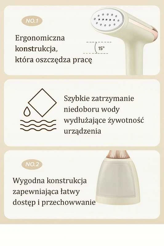 Drabužių garintuvas 1500W su 3 lygių garo reguliavimu ir šepetėliu