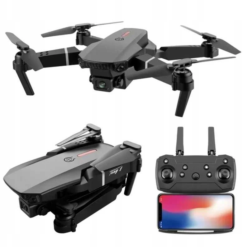 Dronas su 2 kameromis „E88 Pro“ – WiFi, valdomas pulteliu, su dėklu