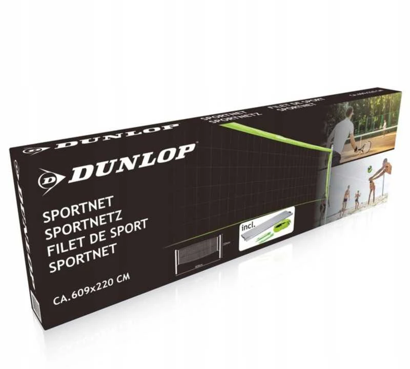 DUNLOP 3in1 teniso, badmintono ir tinklinio tinklo rinkinys su stulpais 609 × 220 cm