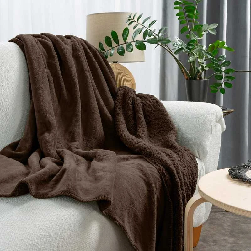 Dvipusė PREMIUM lovatiesė–pledas 70x160 cm, tamsiai ruda