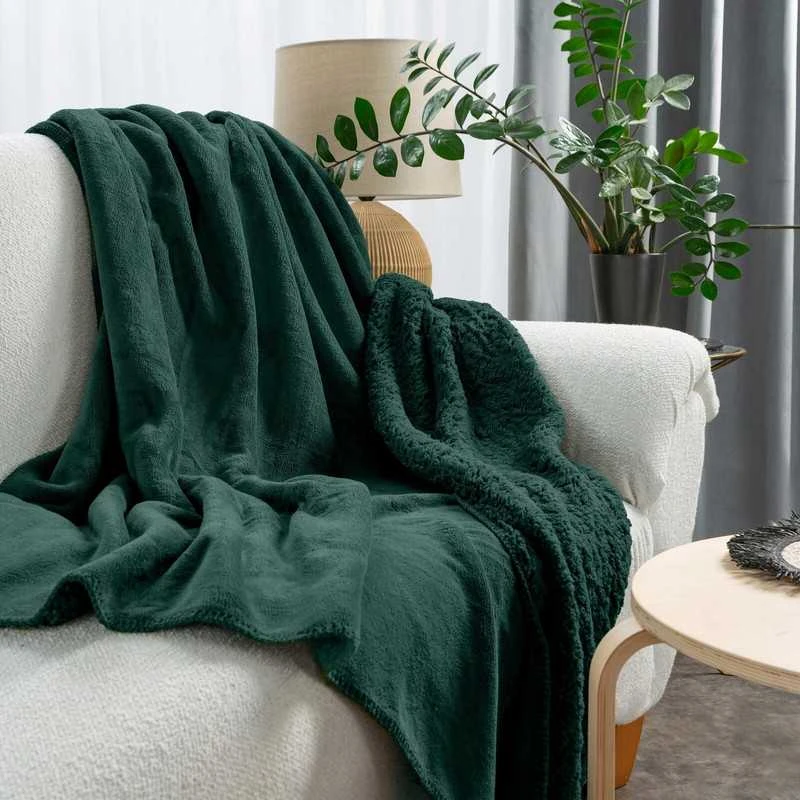 Dvipusė PREMIUM lovatiesė–pledas 70x160 cm, tamsiai žalia