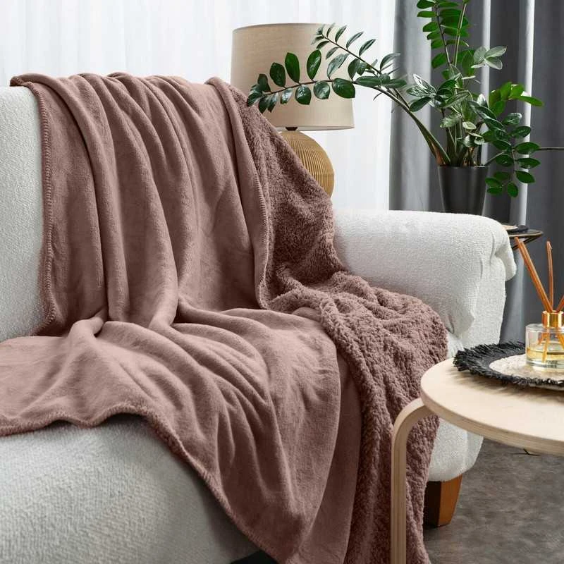 Dvipusė PREMIUM lovatiesė–pledas 70x160 cm, mocha spalvos